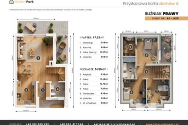 Rzut - Dom na sprzedaż 4 pokoje o powierzchni 99,18 m² - numer A12 w Golden Park