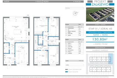 Rzut - Dom na sprzedaż 5 pokoi o powierzchni 130,8 m² - numer 45 w Projekt Zalasewo etap III