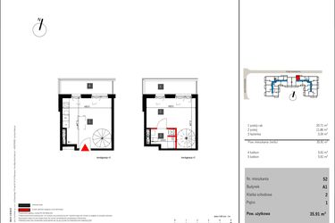 Rzut - Mieszkanie na sprzedaż 2 pokoje o powierzchni 35,91 m² - numer 52 w Mochtyńska 56
