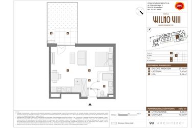 Rzut - Mieszkanie na sprzedaż 1 pokój o powierzchni 34,72 m² - numer A.39 w Osiedle Wilno VIII