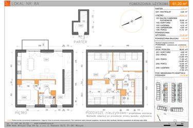 Rzut - Mieszkanie na sprzedaż 3 pokoje o powierzchni 61,2 m² - numer 8A w Małe Wilczyce etap 9