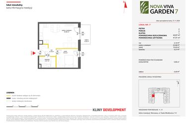 Rzut - Mieszkanie na sprzedaż 2 pokoje o powierzchni 42,87 m² - numer 21 w Nova Viva Garden 7