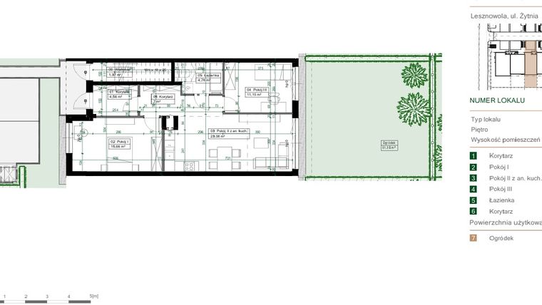 Rzut - Mieszkanie na sprzedaż 3 pokoje o powierzchni 66,23 m² - numer 8.1 w Green Ville