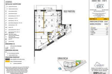Rzut - Mieszkanie na sprzedaż 3 pokoje o powierzchni 58,44 m² - numer 11-L1 w Osiedle Idea etap II