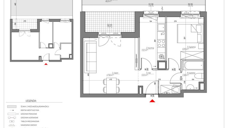 Rzut - Mieszkanie na sprzedaż 2 pokoje o powierzchni 43,38 m² - numer C/092/M w City Vibe