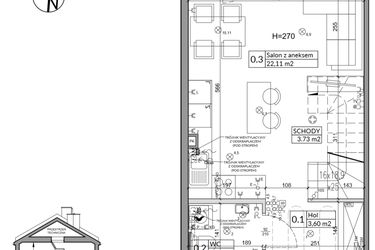 Rzut - Dom na sprzedaż 3 pokoje o powierzchni 60,54 m² - numer 2A w Osiedle Stokrotki