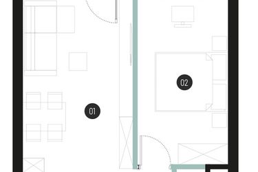 Rzut - Mieszkanie na sprzedaż 2 pokoje o powierzchni 41,91 m² - numer M05 w Atrium House