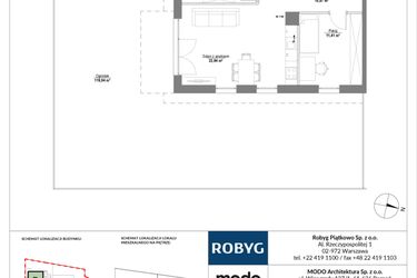 Rzut - Mieszkanie na sprzedaż 3 pokoje o powierzchni 62,18 m² - numer 0M01 w Piątkowo Residence