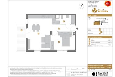 Rzut - Mieszkanie na sprzedaż 2 pokoje o powierzchni 51,99 m² - numer R5 w Wille Biskupin III