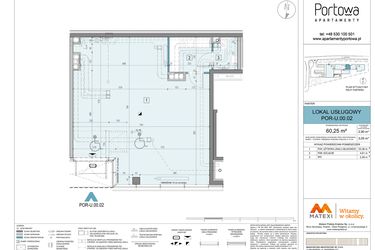 Rzut - Lokal użytkowy na sprzedaż 1 pokój o powierzchni 60,25 m² - numer U.00.02 w Apartamenty Portowa