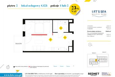 Rzut - Mieszkanie na sprzedaż 1 pokój o powierzchni 33,04 m² - numer G123 w Let's Sea Baltic Park II