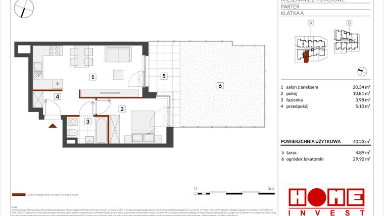 Rzut - Mieszkanie na sprzedaż 2 pokoje o powierzchni 40,23 m² - numer WS-L-A007 w Warszawski Świt etap XII