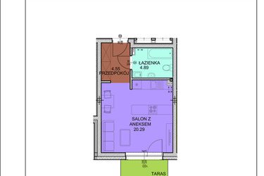 Rzut - Mieszkanie na sprzedaż 1 pokój o powierzchni 29,73 m² - numer A7 w Osiedle Zuchów