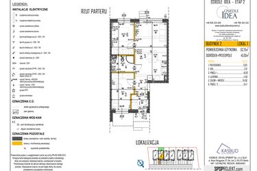 Rzut - Mieszkanie na sprzedaż 3 pokoje o powierzchni 53,7 m² - numer 2-L1 w Osiedle Idea etap II