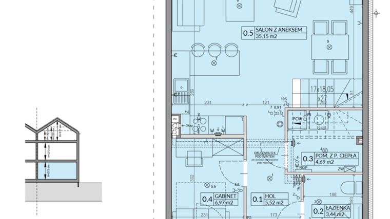 Rzut - Dom na sprzedaż 6 pokoi o powierzchni 149,53 m² - numer 8B w Wille przy Lesie