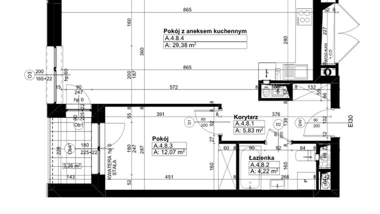 Rzut - Mieszkanie na sprzedaż 2 pokoje o powierzchni 51,5 m² - numer A/4/8 w Świerzawska 13