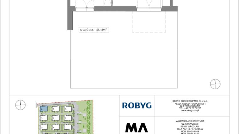 Rzut - Mieszkanie na sprzedaż 2 pokoje o powierzchni 42,07 m² - numer VV/A/0/2 w Villa Viva