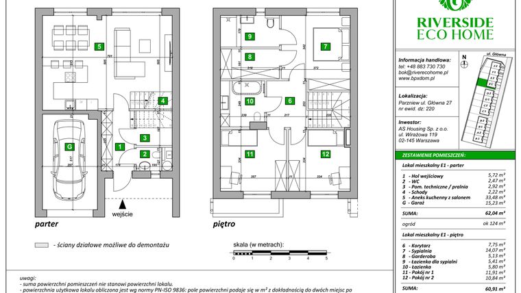 Rzut - Dom na sprzedaż 4 pokoje o powierzchni 123 m² - numer E1 w Riverside Eco Home