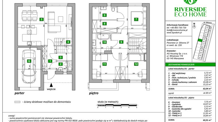 Rzut - Dom na sprzedaż 4 pokoje o powierzchni 123 m² - numer D1 w Riverside Eco Home