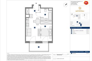 Rzut - Mieszkanie na sprzedaż 2 pokoje o powierzchni 30,38 m² - numer F-42 w Apartamenty Park Matecznego Etap 2