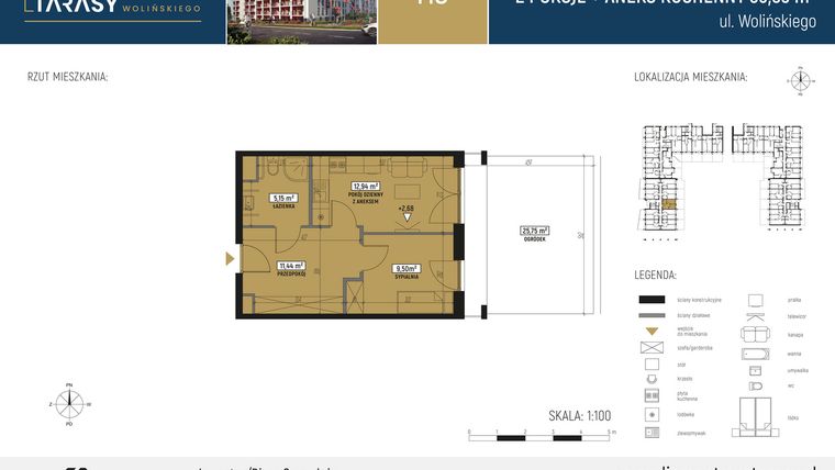 Rzut - Mieszkanie na sprzedaż 2 pokoje o powierzchni 39,03 m² - numer DM05 w Diamentowe Tarasy