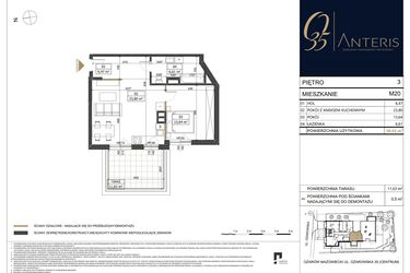 Rzut - Mieszkanie na sprzedaż 2 pokoje o powierzchni 50,52 m² - numer M.20 w Ożarowska 35