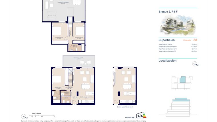 Rzut - Mieszkanie na sprzedaż 3 pokoje o powierzchni 133,88 m² - numer 8-F w Apartamenty w La Vila Joiosa - 84746678