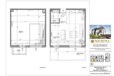 Rzut - Mieszkanie na sprzedaż 1 pokój o powierzchni 66,82 m² - numer D.32 w Osiedle Maureska etap 2