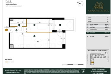 Rzut - Mieszkanie na sprzedaż 2 pokoje o powierzchni 47,62 m² - numer A.11 w Ogrody Staszica