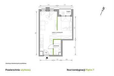 Rzut - Mieszkanie na sprzedaż 1 pokój o powierzchni 37,25 m² - numer 7/A/10 w Kijowska Vita