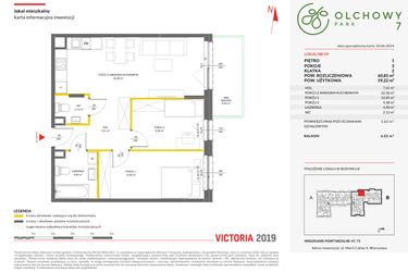 Rzut - Mieszkanie na sprzedaż 3 pokoje o powierzchni 60,85 m² - numer 59 w Olchowy Park VII