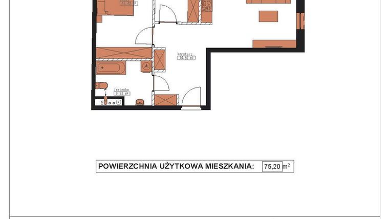 Rzut - Mieszkanie na sprzedaż 3 pokoje o powierzchni 75,2 m² - numer C4 w Wileńska Park