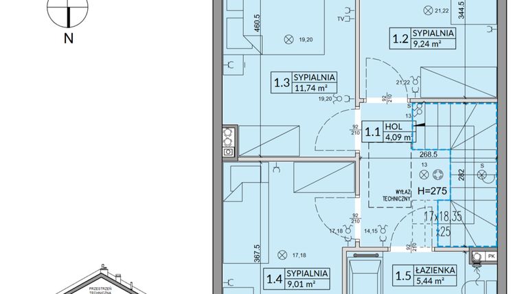 Rzut - Dom na sprzedaż 4 pokoje o powierzchni 85,17 m² - numer 176A w Arkady Walendów etap 3 i 4