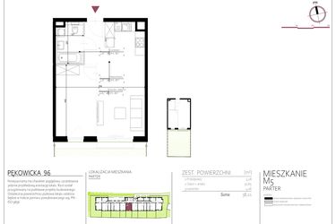 Rzut - Mieszkanie na sprzedaż 1 pokój o powierzchni 38,21 m² - numer 5 w Pękowicka 96