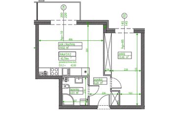 Rzut - Mieszkanie na sprzedaż 2 pokoje o powierzchni 40,72 m² - numer D.II.2 w Osiedle Opolska