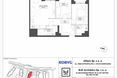 Rzut - Mieszkanie na sprzedaż 3 pokoje o powierzchni 62,14 m² - numer A.5M05 w WENDY