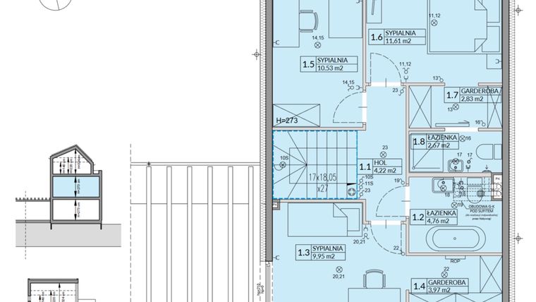 Rzut - Dom na sprzedaż 6 pokoi o powierzchni 140,89 m² - numer 12B w Wille przy Lesie etap III
