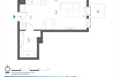 Rzut - Mieszkanie na sprzedaż 1 pokój o powierzchni 29,5 m² - numer 2.M.15 w Incepti Gaj 2