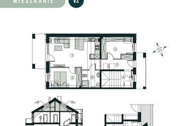 Rzut - Mieszkanie na sprzedaż 3 pokoje o powierzchni 66,43 m² - numer V2 w Aleja Wiśniowa Pogórze