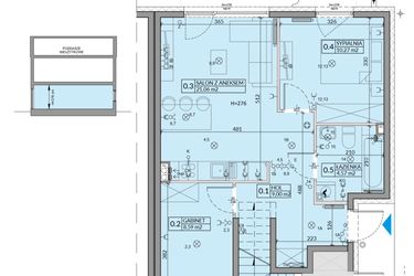 Rzut - Mieszkanie na sprzedaż 3 pokoje o powierzchni 53,49 m² - numer 56A w Domy na Witosa etap 2A i 2B