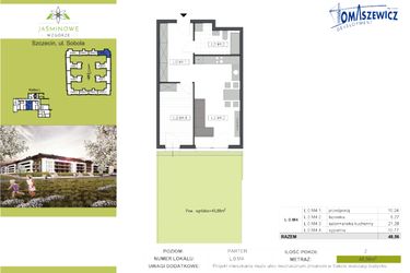 Rzut - Mieszkanie na sprzedaż 2 pokoje o powierzchni 48,56 m² - numer L.0.M4 w Jaśminowe Wzgórze - etap II