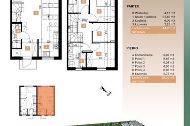 Rzut - Dom na sprzedaż 3 pokoje o powierzchni 80,5 m² - numer 10/1 w Osiedle Leśne Bulwary