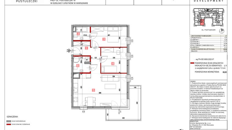 Rzut - Mieszkanie na sprzedaż 3 pokoje o powierzchni 65,94 m² - numer M22 w Apartamenty Pustułeczki