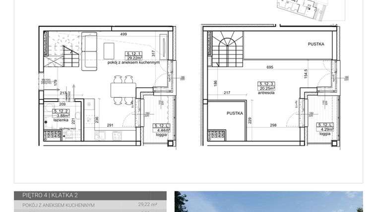 Rzut - Mieszkanie na sprzedaż 1 pokój o powierzchni 53,35 m² - numer 72 w Wave etap II