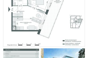 Rzut - Mieszkanie na sprzedaż 2 pokoje o powierzchni 37,25 m² - numer M-9 w Unikat Apartamenty D