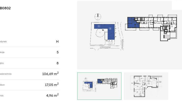 Rzut - Mieszkanie na sprzedaż 5 pokoi o powierzchni 106,69 m² - numer HB0802 w Holm House 5