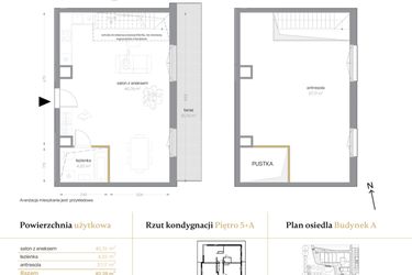 Rzut - Mieszkanie na sprzedaż 1 pokój o powierzchni 82,25 m² - numer A/64 w Królowej Jadwigi