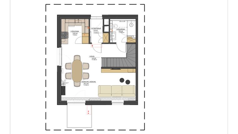 Rzut - Mieszkanie na sprzedaż 4 pokoje o powierzchni 89,9 m² - numer M-22 w Life Hub