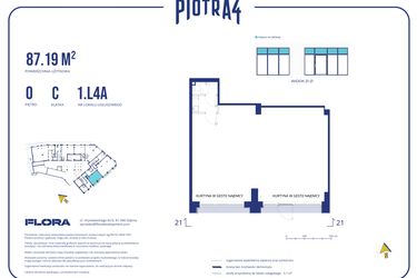 Rzut - Lokal użytkowy na sprzedaż 1 pokój o powierzchni 87,19 m² - numer 1.L4a w Piotra 4