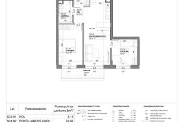 Rzut - Mieszkanie na sprzedaż 3 pokoje o powierzchni 54,32 m² - numer S31 w Miasto Ogród 6 - OSLO i SZTOKHOLM